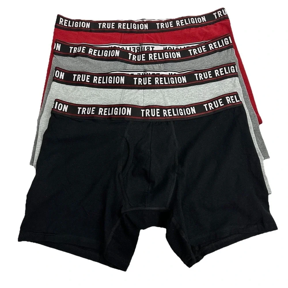 True Religion Men's 4 Pack Boxer Briefs Cotton Stretch Size Large New